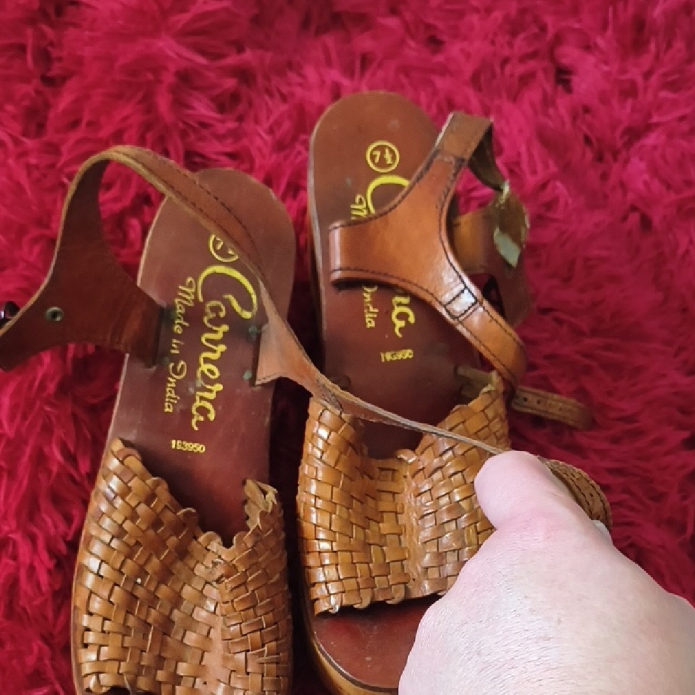 Carrera Brown Woven Leather Sandals